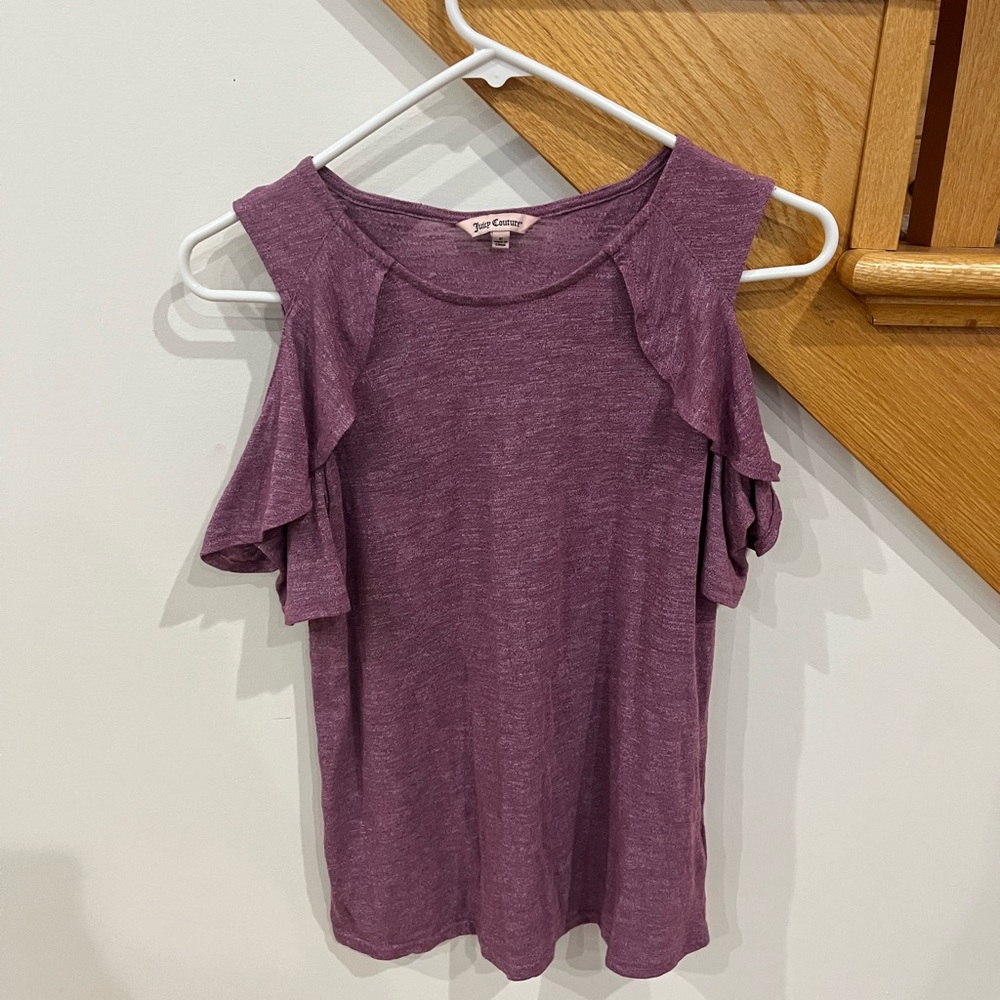Juicy Couture Purple Cold-Shoulder Ruffle Tank